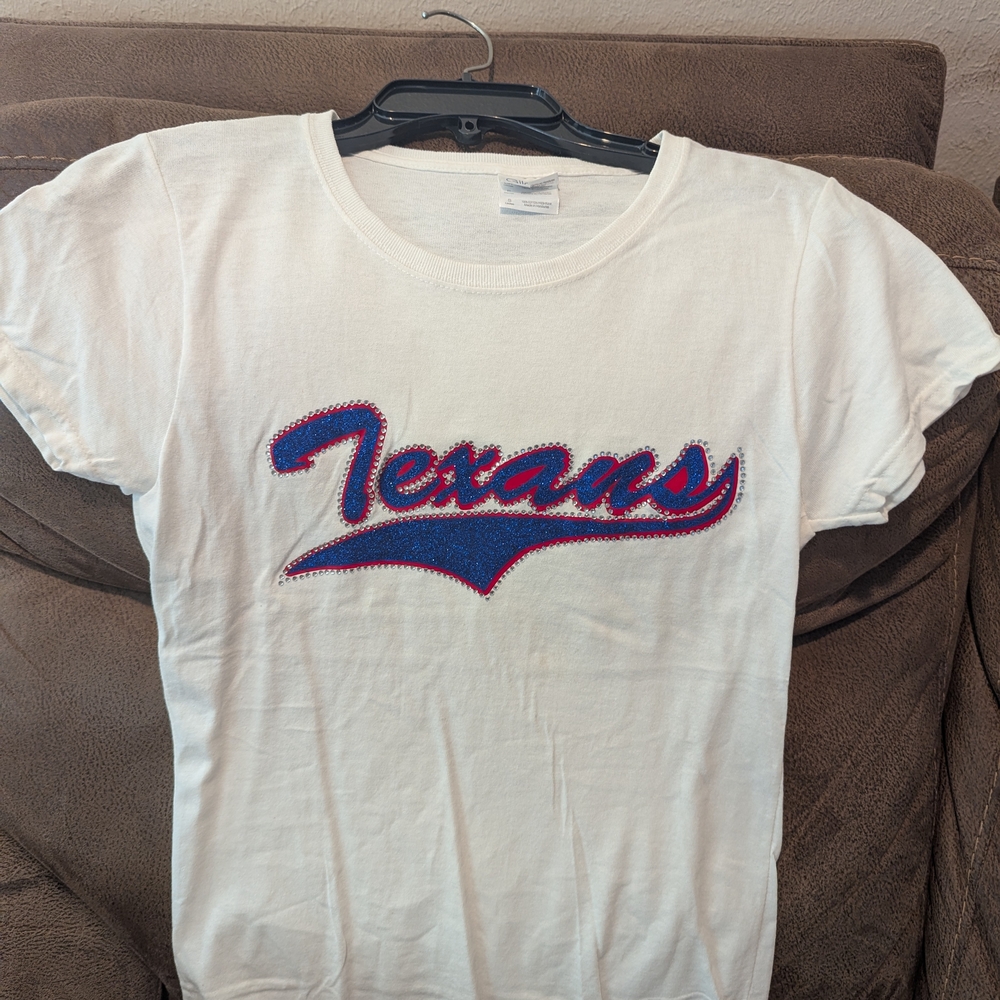 White Texans Graphic Tee with Blue and Red Accents